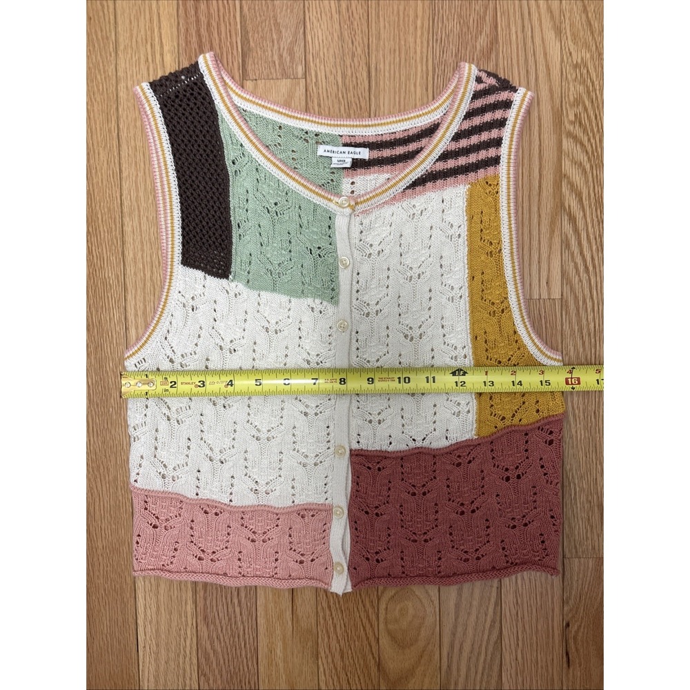 American Eagle Patchwork Knit Vest Sleeveless Swe… - image 3